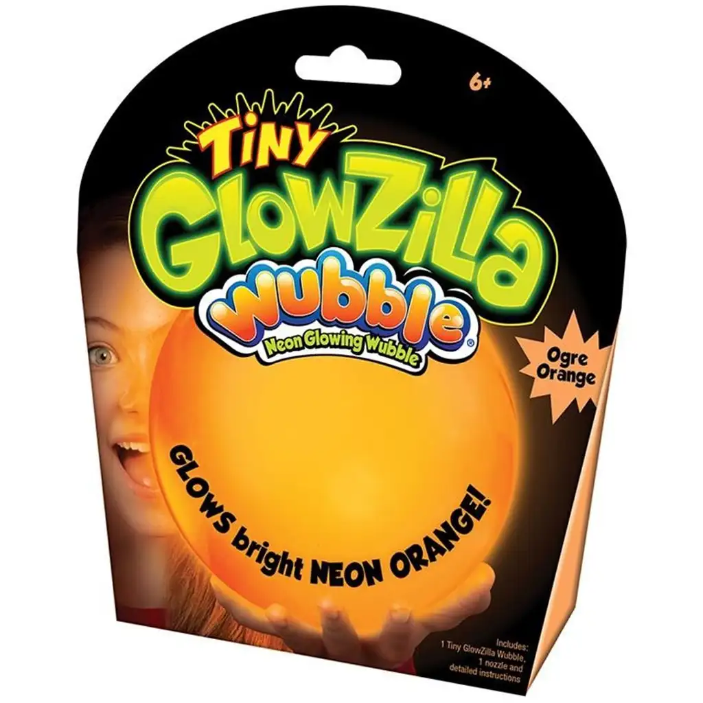imagen de Tiny Glowzilla Wubble bola de burbujas iluminada de neón en color naranja de 30 cm 1