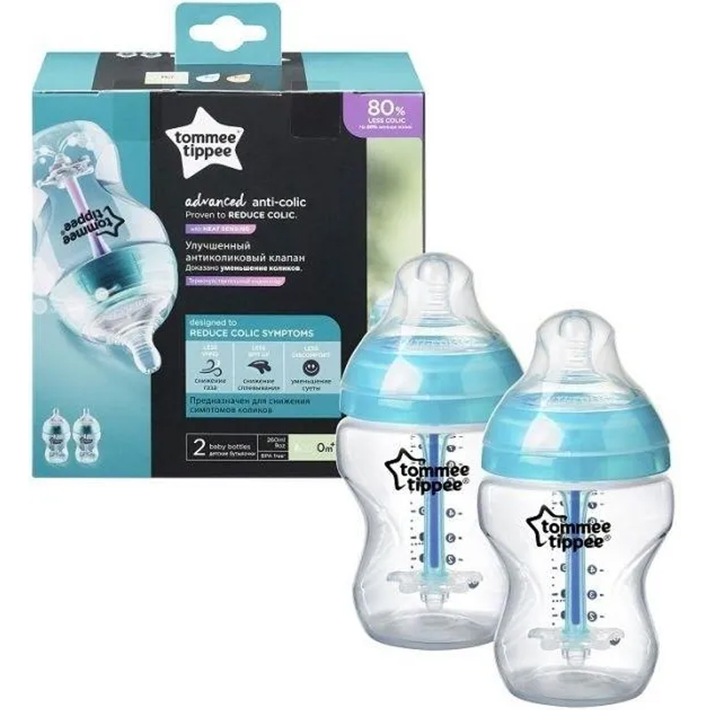 imagen de Tommee Tippee: Advanced ANTI-COLIC biberón turquesa set de 2 piezas 260 ml (0 meses+) 1