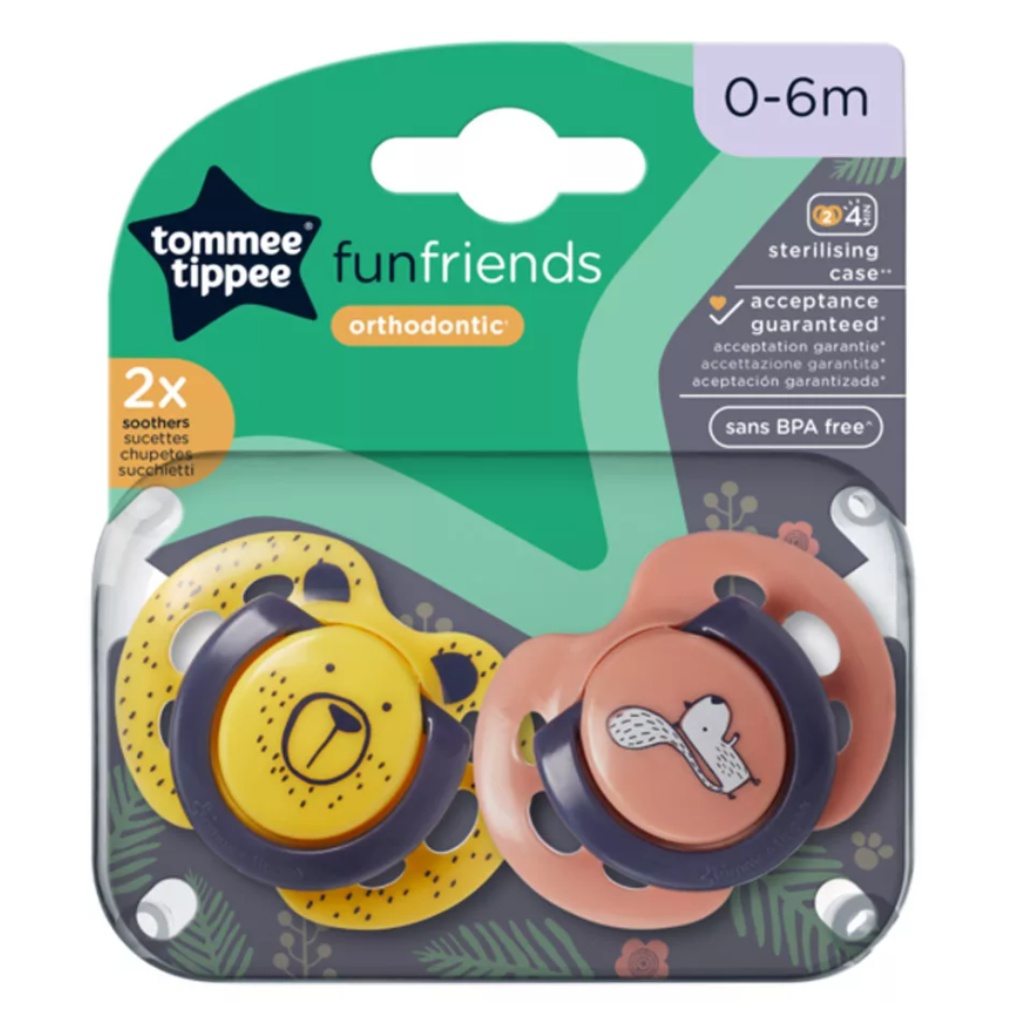 imagen de Tommee Tippee: FunFriends set de chupetes ortodónticos de 2 unidades en varias versiones (0–6 meses) 1