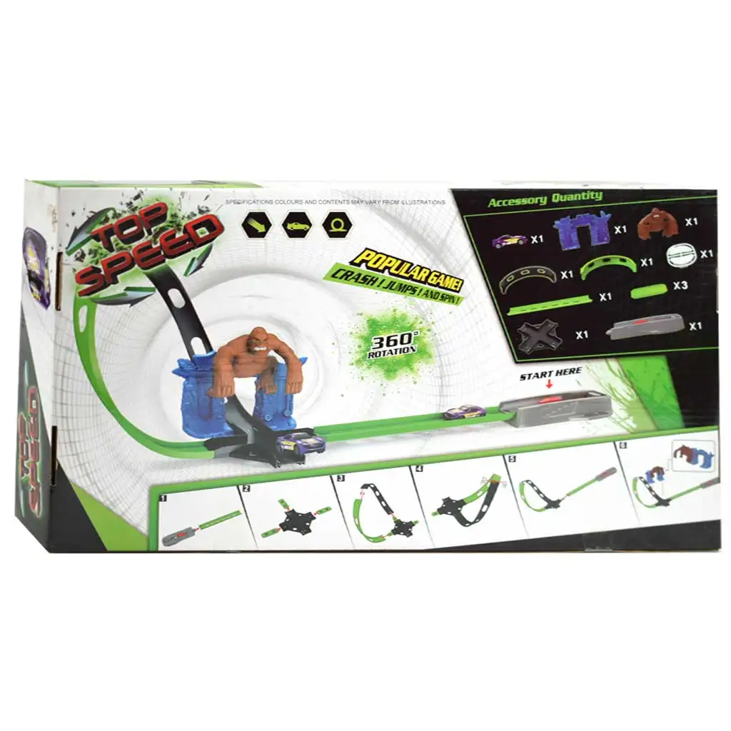imagen de Top Speed: King-Kong pista de carreras doble super bucle 360° con figura de gorila y 1 cochecito 1/64 2