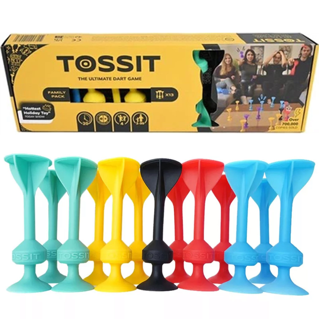 imagen de Tossit Family Pack – Rojo, Turquesa, Azul, Amarillo dardos de juego con ventosas 1