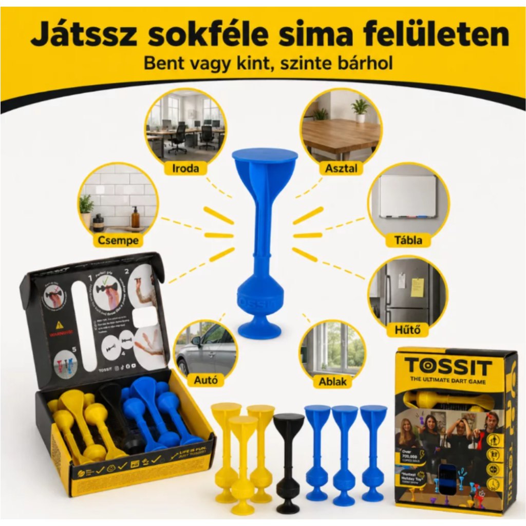 imagen de Tossit Starter Pack azul-amarillo con dardos de silicona con ventosas 5