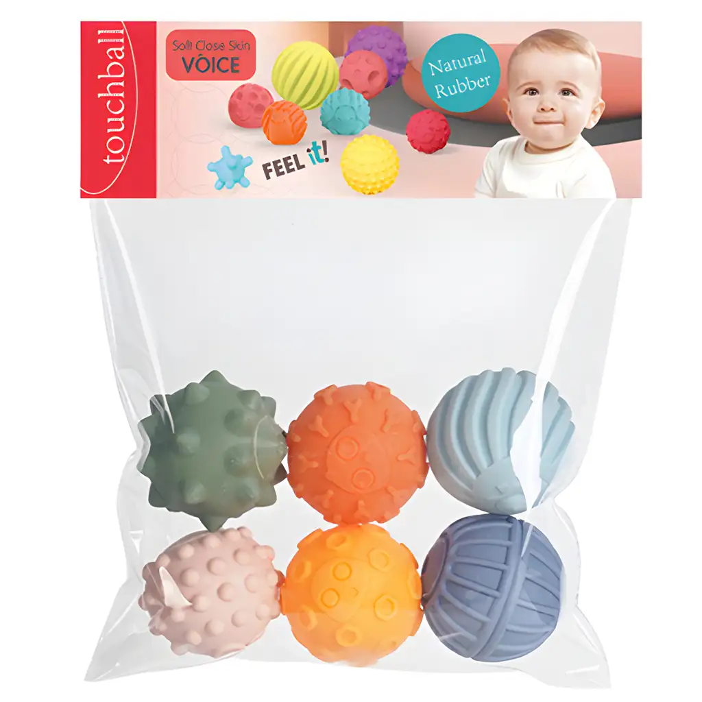 imagen de Touchball: Set de 6 pelotas para el desarrollo del tacto en colores pastel 1