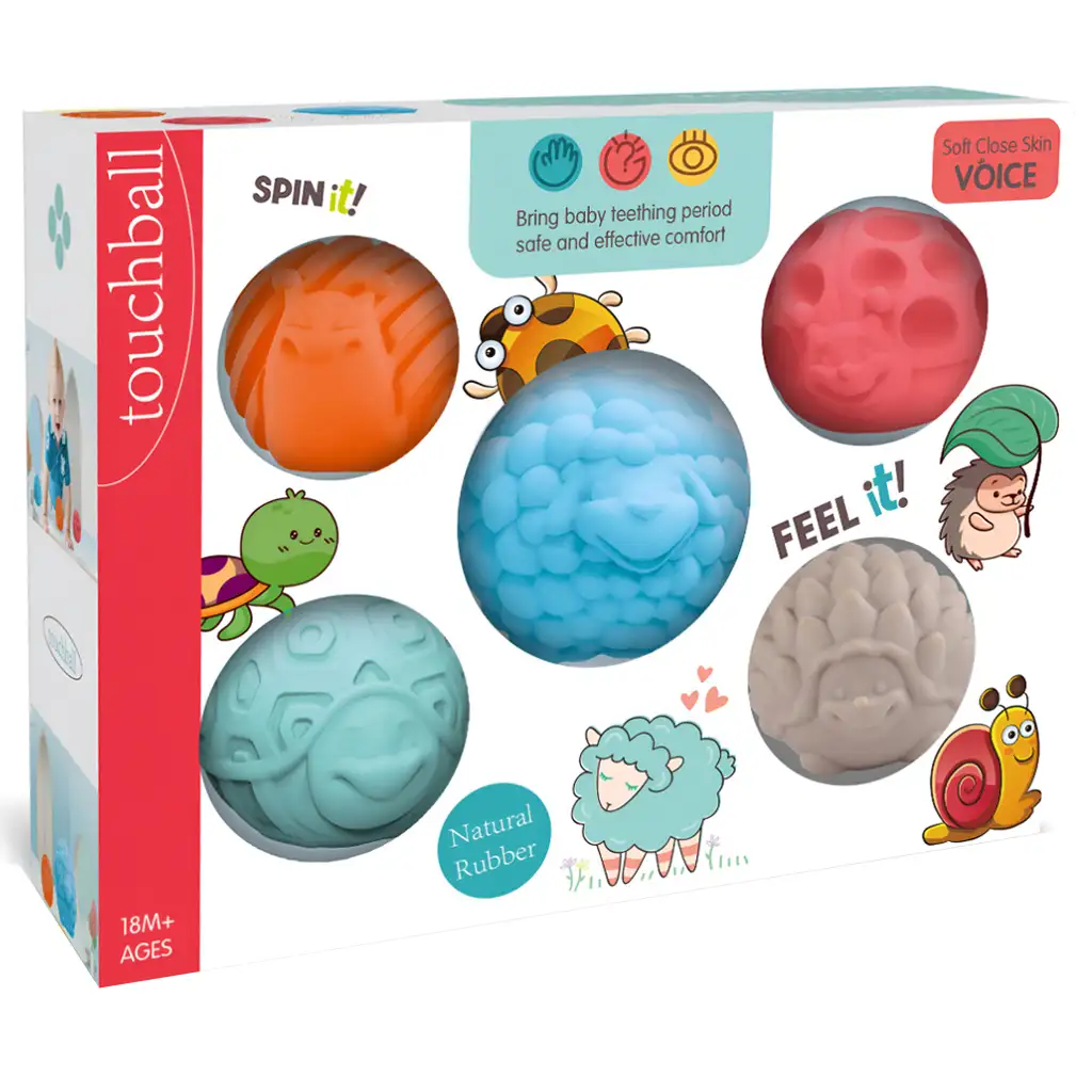 imagen de Touchball: Set de pelotas de animales de 5 piezas para el desarrollo del tacto 1