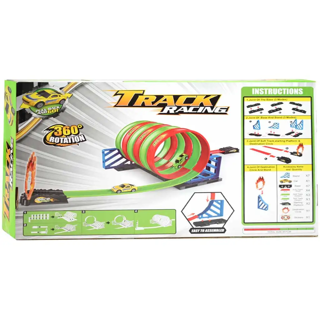 imagen de Track Racing: Set de pista de carreras en espiral 6 piezas con 360 grados de bucles y 1 cochecito 1/64 2