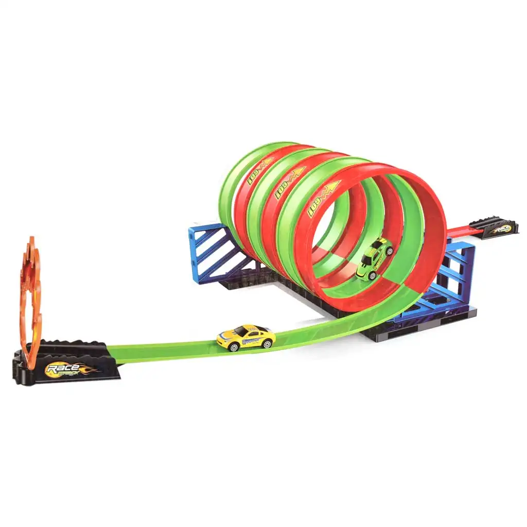 imagen de Track Racing: Set de pista de carreras en espiral 6 piezas con 360 grados de bucles y 1 cochecito 1/64 3