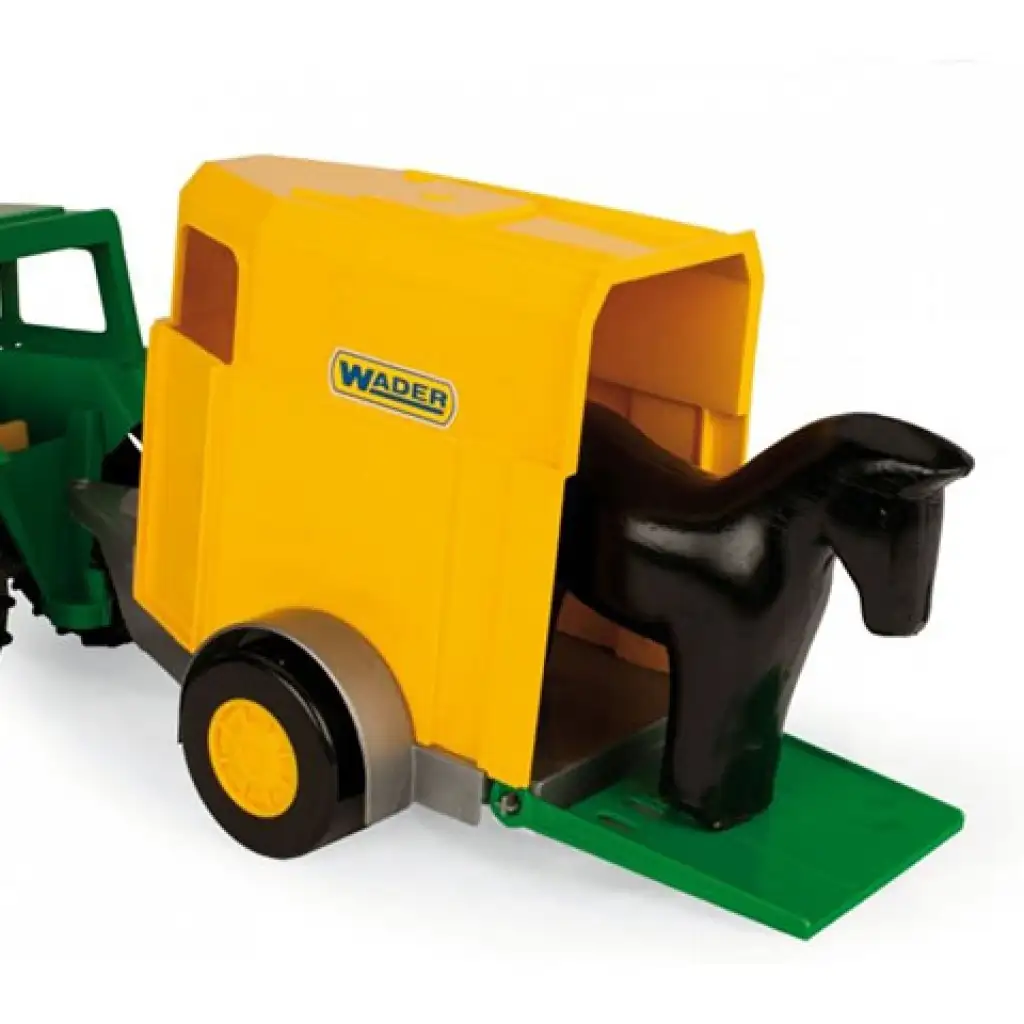 imagen de Tractor verde con remolque de caballos 38cm - Wader 4