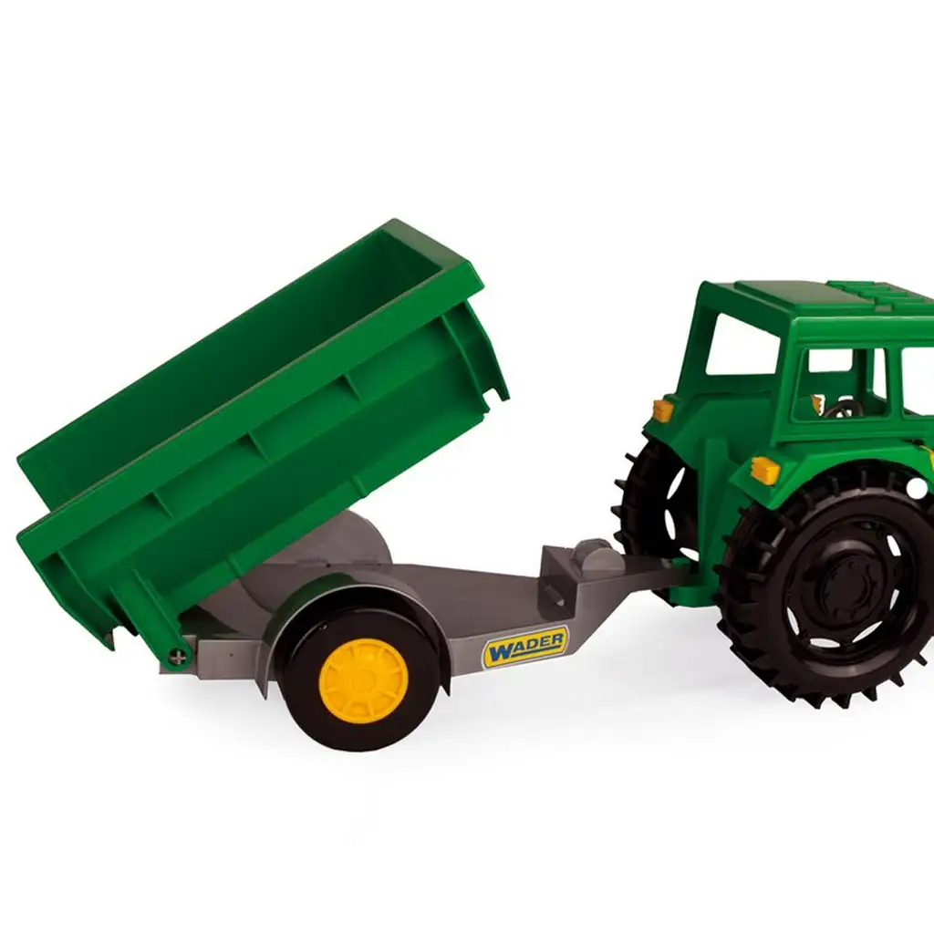 imagen de Tractor verde con remolque volquete de 38,5 cm - Wader 3