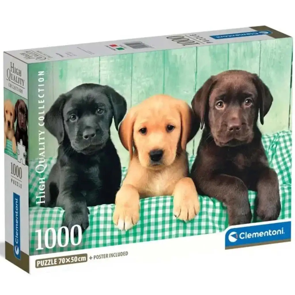 imagen de Tres cachorros labrador 1000 piezas con póster - Clementoni 1