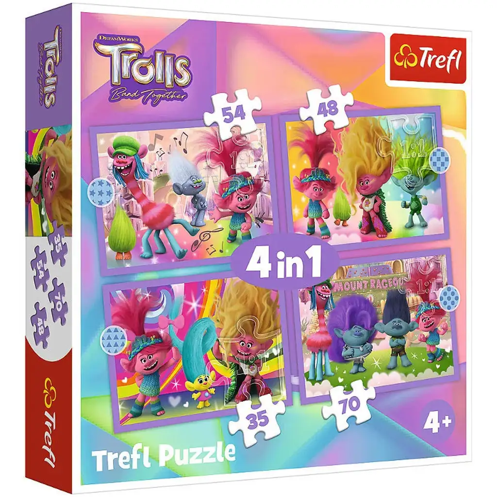 imagen de Trolls 3.: Set de rompecabezas 4 en 1 - Trefl 1