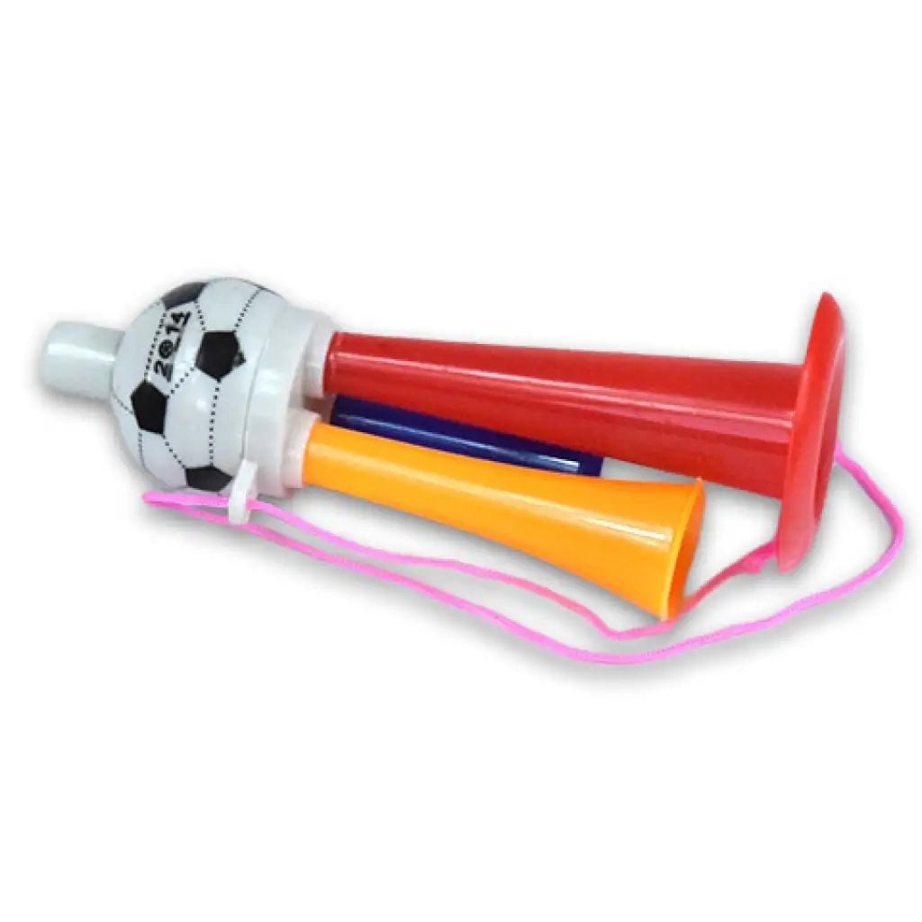 imagen de Trompeta colgante con balón de fútbol y triple bocina de 13cm 2