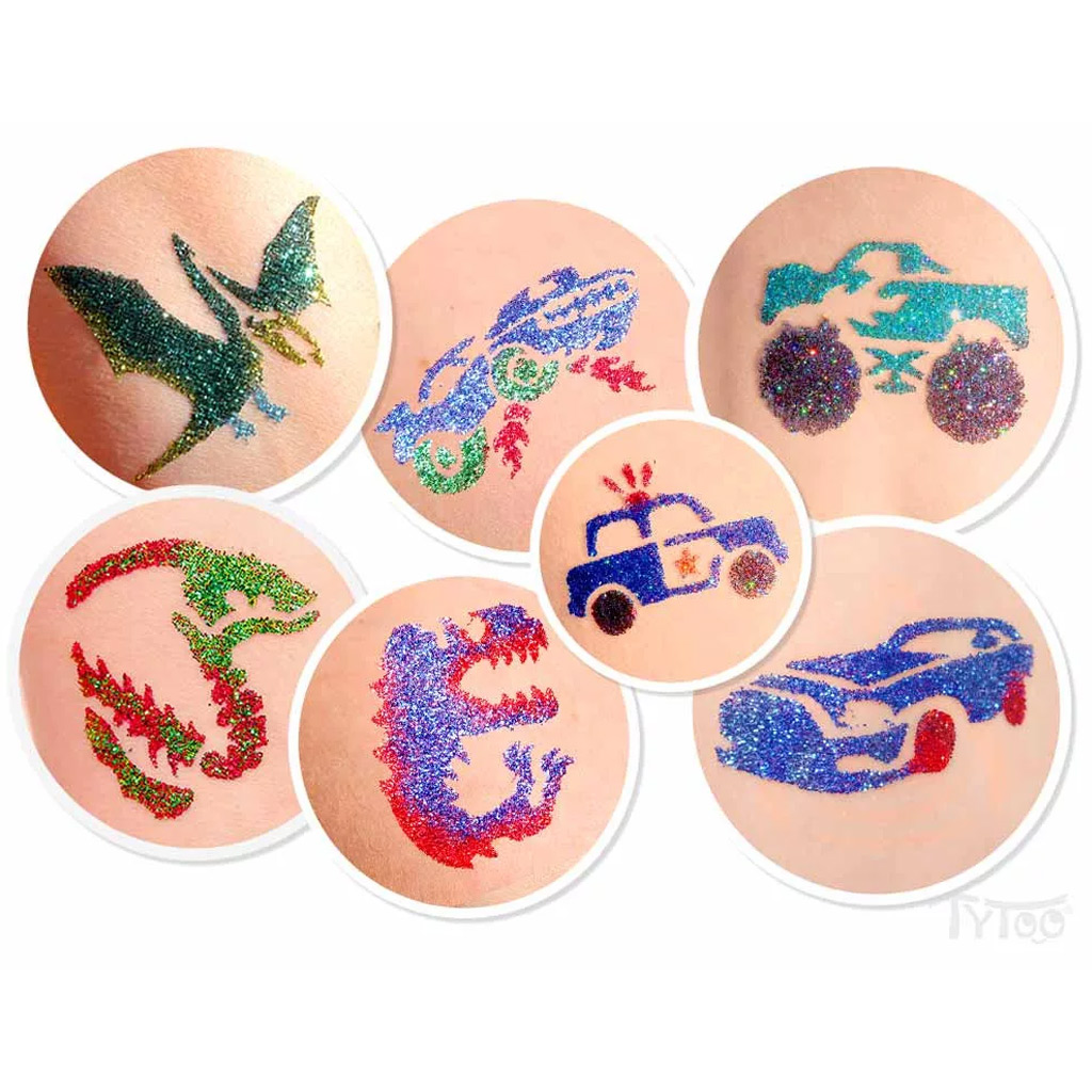 imagen de TyToo: DinoDrive set de tatuajes de purpurina 3