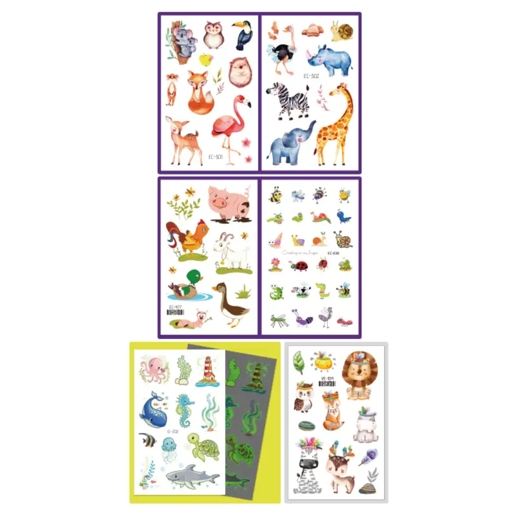 imagen de TyToo: Set de pegatinas de tatuajes de animales de 69 piezas 2
