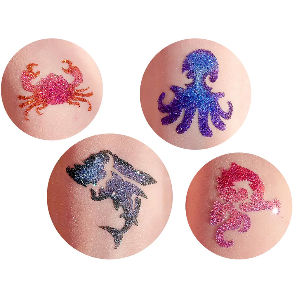 imagen de TyToo: Set de plantillas de tatuajes de brillo de animales marinos 26ud 4