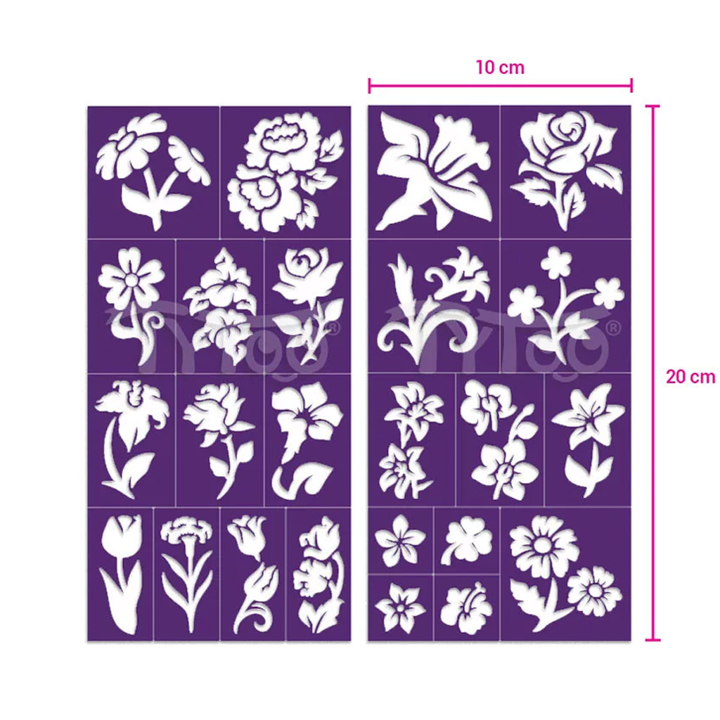 imagen de TyToo: Set de plantillas de tatuajes de brillo de flores 24ud 3