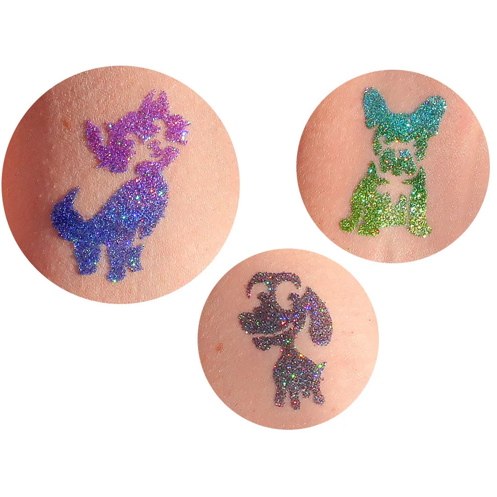 imagen de TyToo: Set de plantillas de tatuajes de brillo de perros y gatos 27 piezas 5