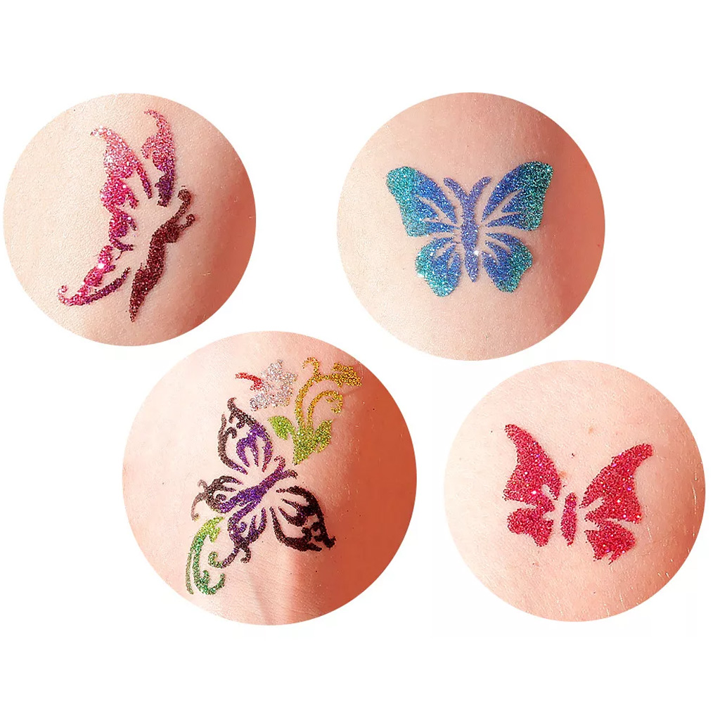 imagen de TyToo: Set de plantillas de tatuajes de purpurina de mariposas 23 piezas 2