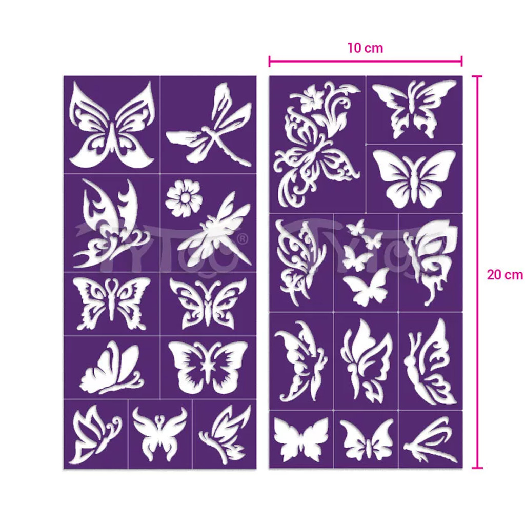 imagen de TyToo: Set de plantillas de tatuajes de purpurina de mariposas 23 piezas 4