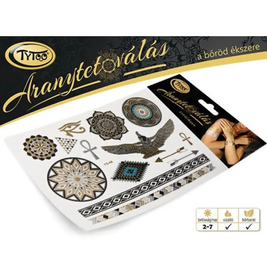 imagen de TyToo: Set de tatuajes dorados con motivos egipcios 21x15cm 2