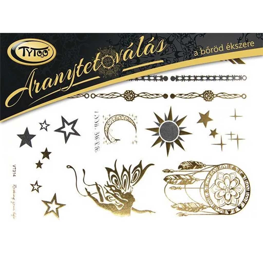 imagen de TyToo: Set de tatuajes temporales dorados 21x15cm - Atrapasueños, hada 1
