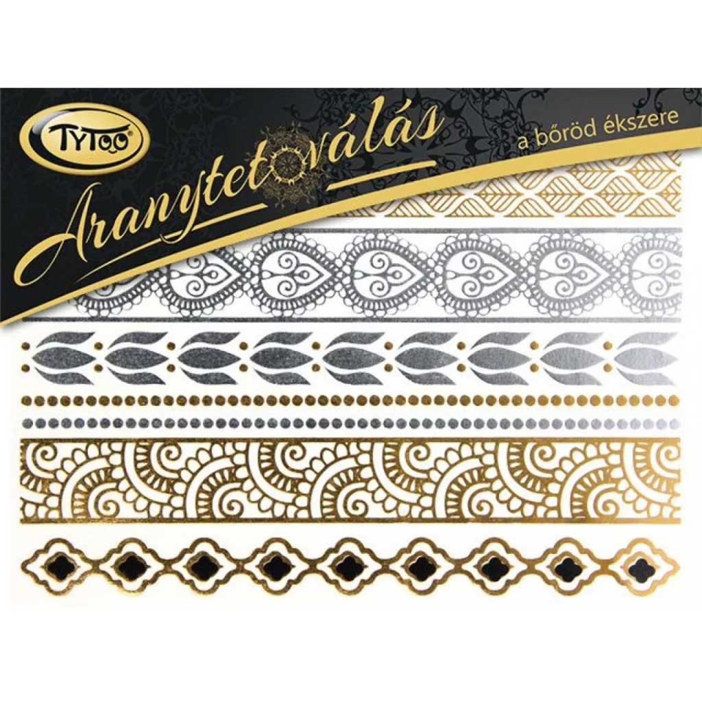 imagen de TyToo: Set de tatuajes temporales dorados 21x15cm - Pulsera, tobilleras 1