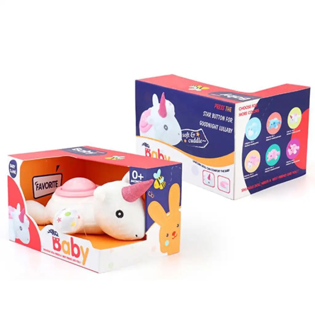imagen de Unicornio de peluche blanco con efectos de luz y sonido 1