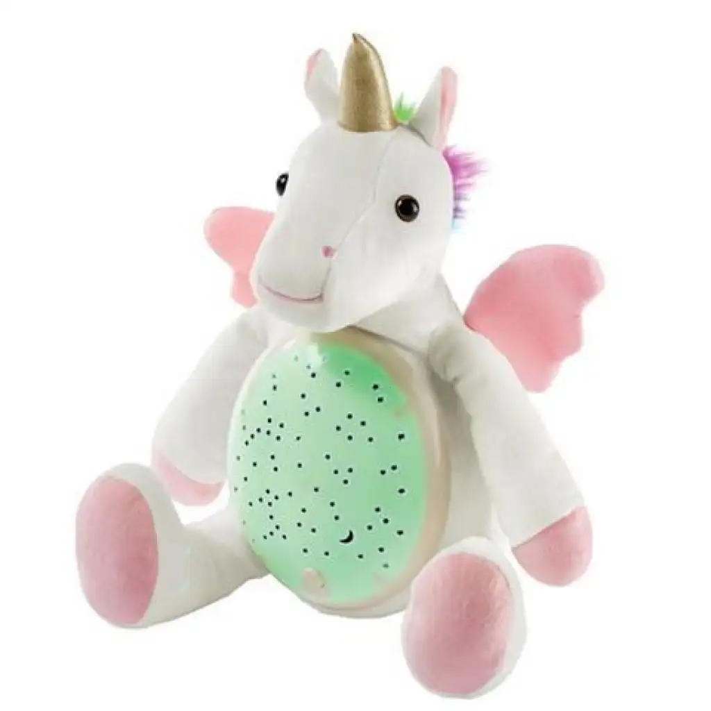 imagen de Unicornio de peluche con proyector de luz LED 25x27x19cm 2