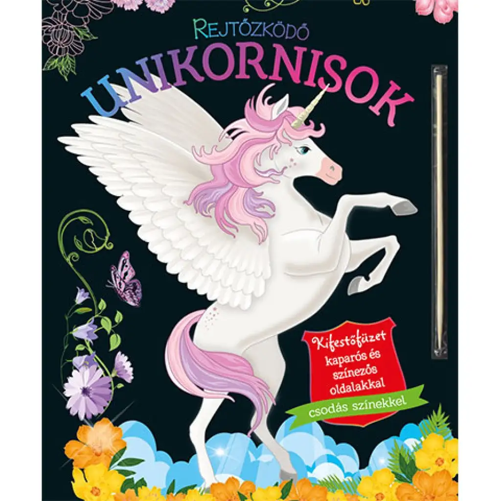 imagen de Unicornios ocultos - Cuaderno para colorear con páginas raspables y para colorear 1