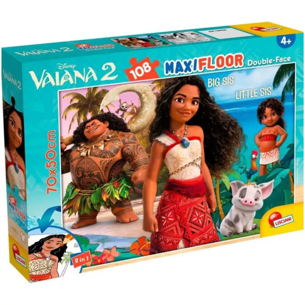 imagen de Vaiana 2 2 en 1 108 piezas puzzle y colorear 70x50cm - Lisciani 1
