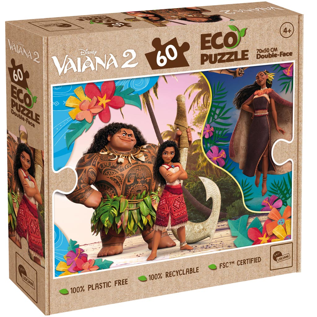 imagen de Vaiana 2 2 en 1 60 piezas Eco puzzle y colorear 70x50cm - Lisciani 1