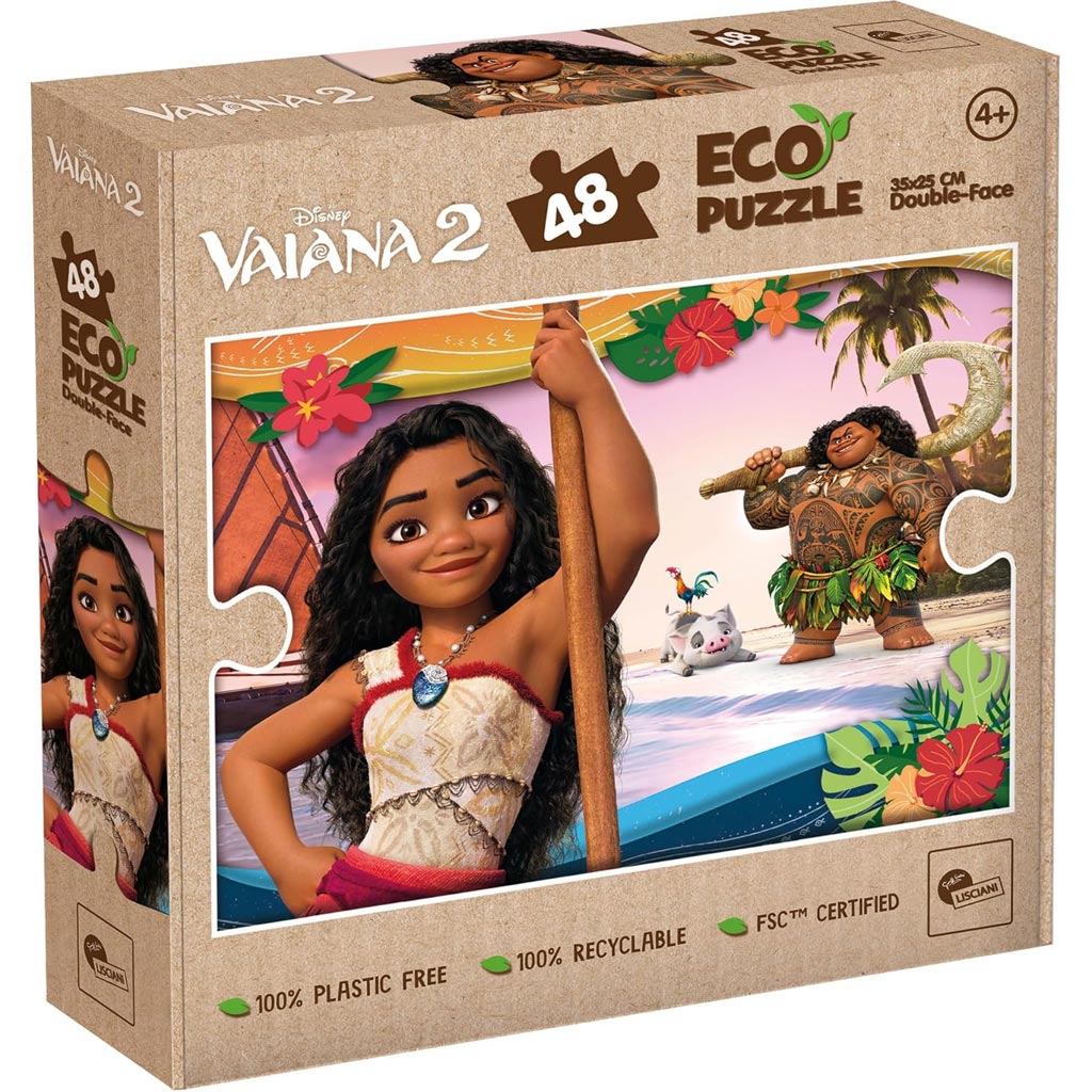 imagen de Vaiana 2 aventuras en el mar 2 en 1 rompecabezas mini Eco de 48 piezas y libro para colorear 35x25cm - Lisciani 1
