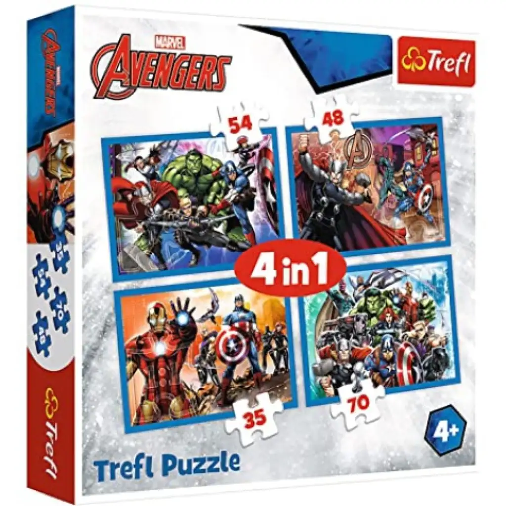 imagen de Valiente Vengadores 4 en 1 puzzle de 35-48-54-70 piezas - Trefl 1