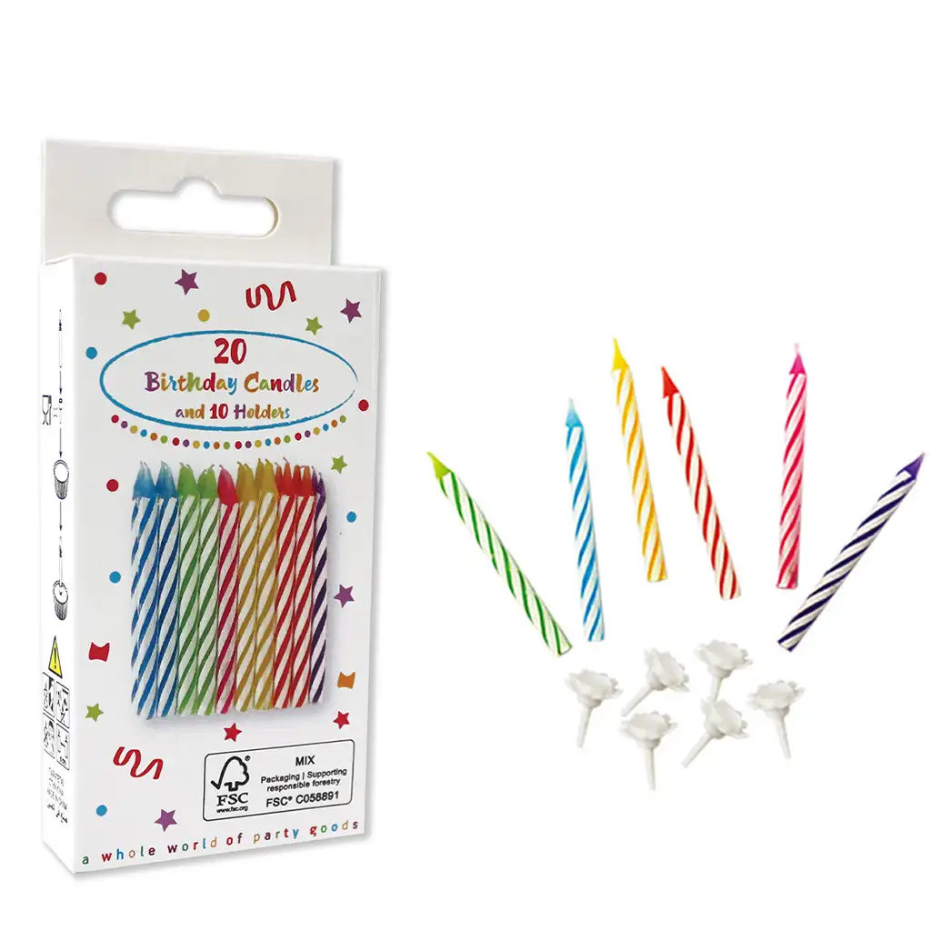 imagen de Vela de cumpleaños clásica con diseño de espiral 20 unidades 1