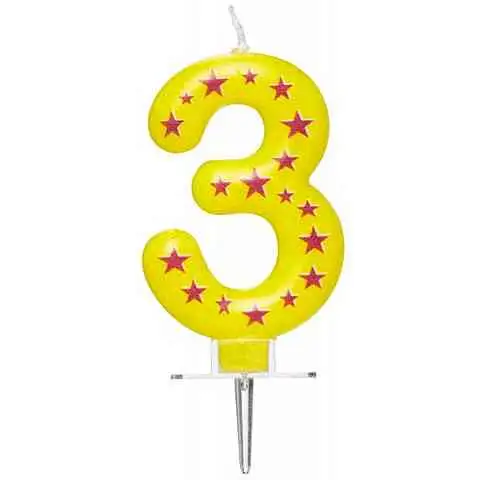 imagen de Vela de cumpleaños con número estrellado 3 2