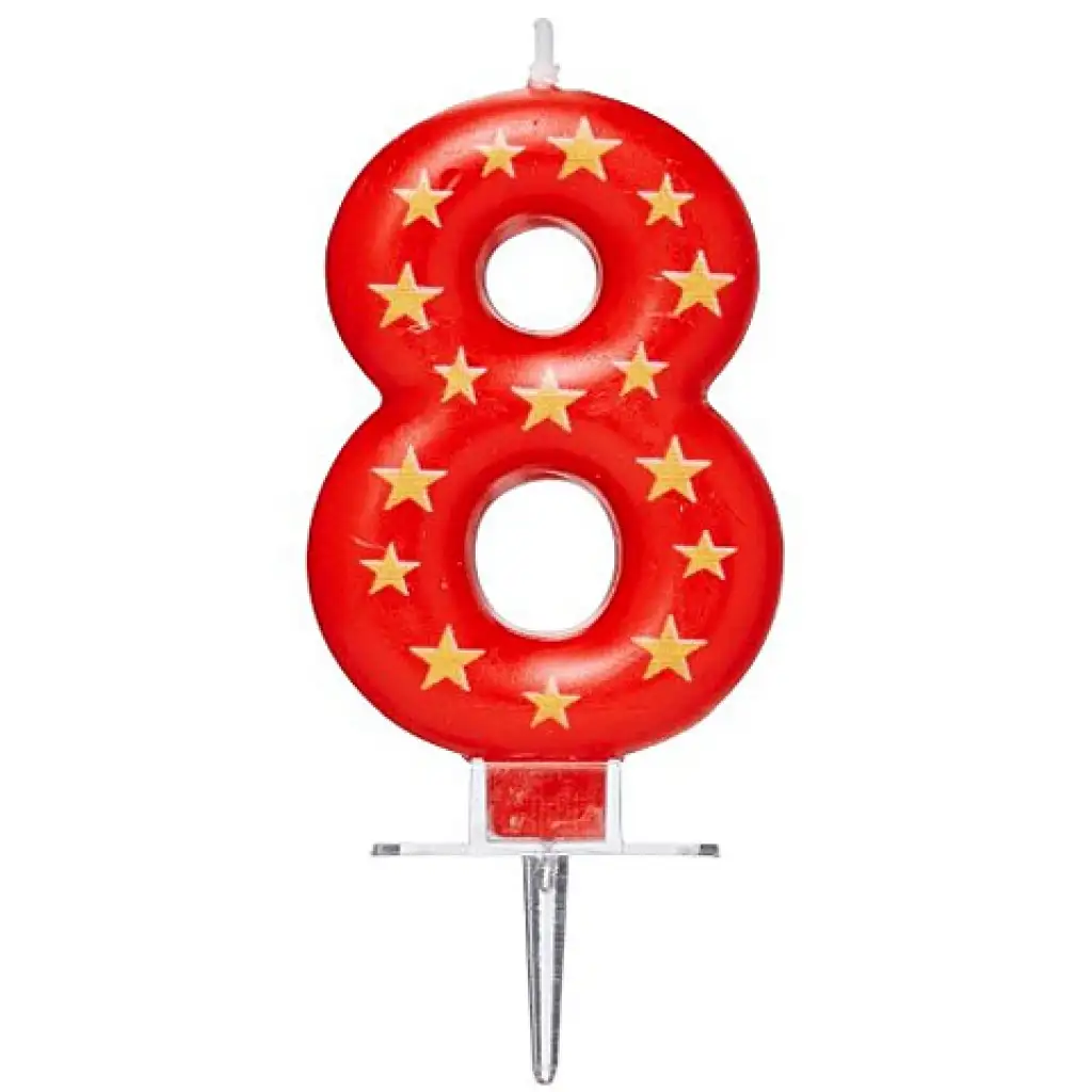 imagen de Vela de cumpleaños con número estrellado 8 2