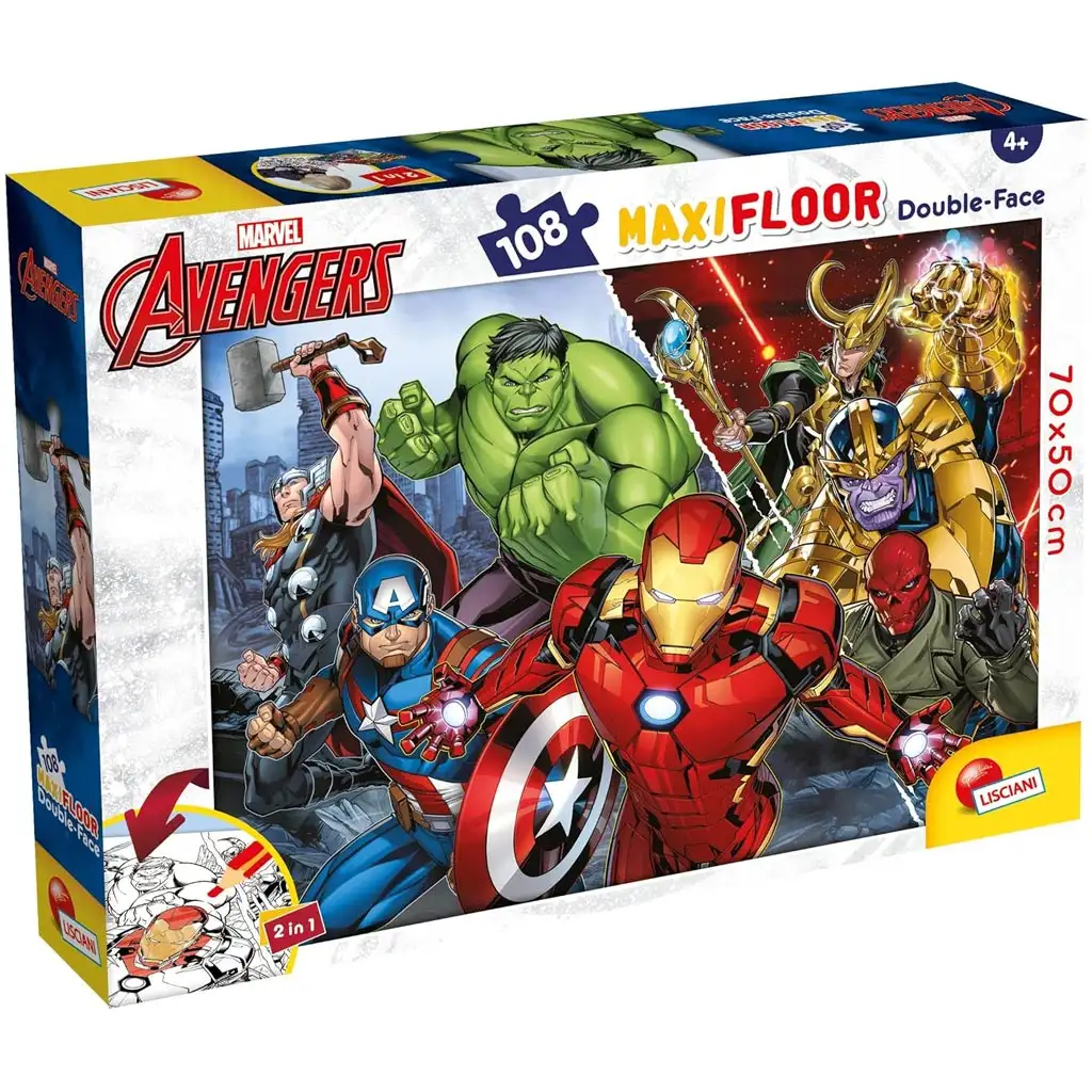 imagen de Vengadores 2 en 1 108 piezas maxi puzzle y colorear 70x50cm - Lisciani 1