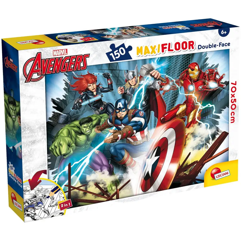 imagen de Vengadores 2 en 1 150 piezas maxi puzzle y colorear 70x50cm - Lisciani 1