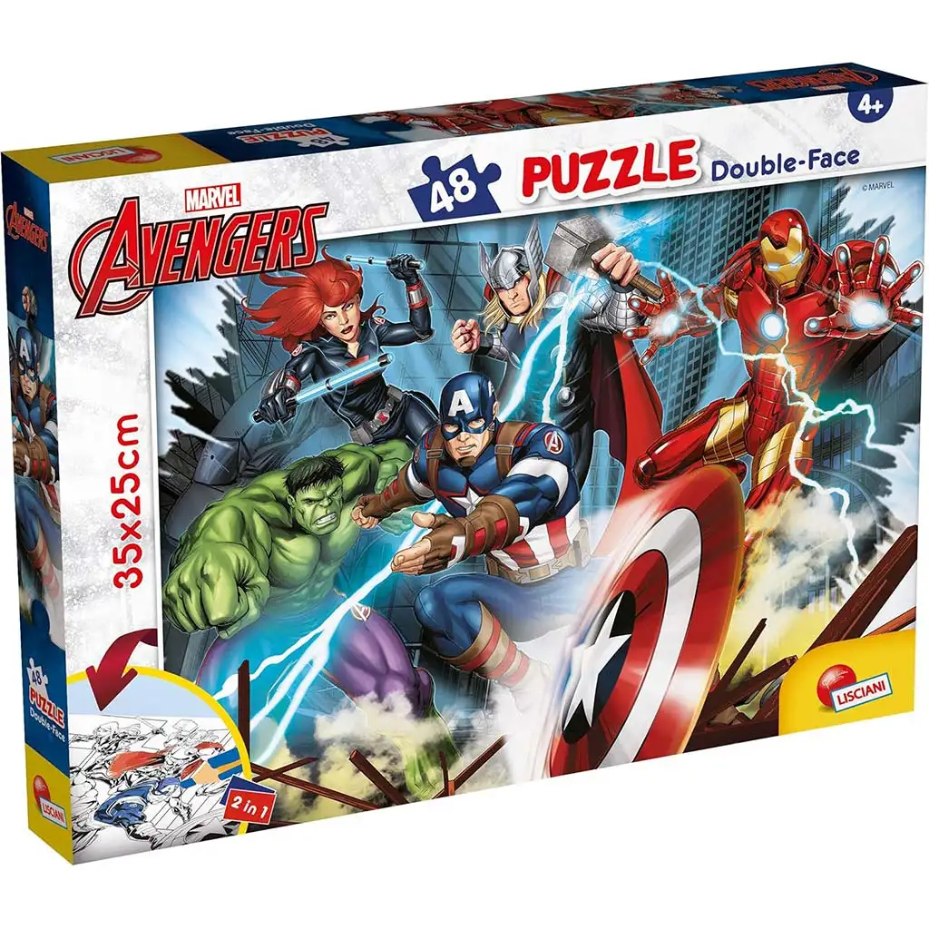 imagen de Vengadores 2 en 1 rompecabezas y libro para colorear de 48 piezas 35x25cm - Lisciani 1