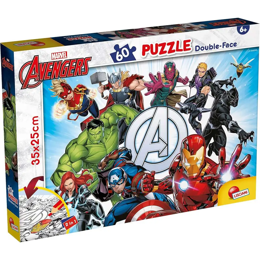 imagen de Vengadores 2 en 1 rompecabezas y libro para colorear de 60 piezas 35x25cm - Lisciani 1