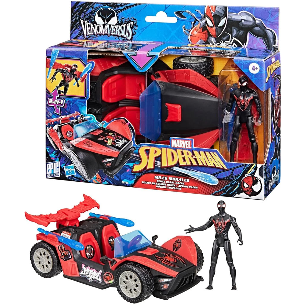 imagen de VenomVersus Miles Morales Remix Blast Racer coche con figura - Hasbro 1