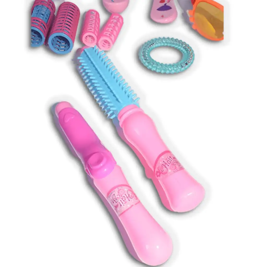 imagen de Vouge Girl - Rosa conjunto de belleza de 12 piezas con rulos, gafas de sol y accesorios 3