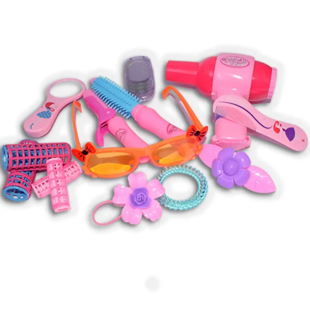 imagen de Vouge Girl - Rosa conjunto de belleza de 12 piezas con rulos, gafas de sol y accesorios 1