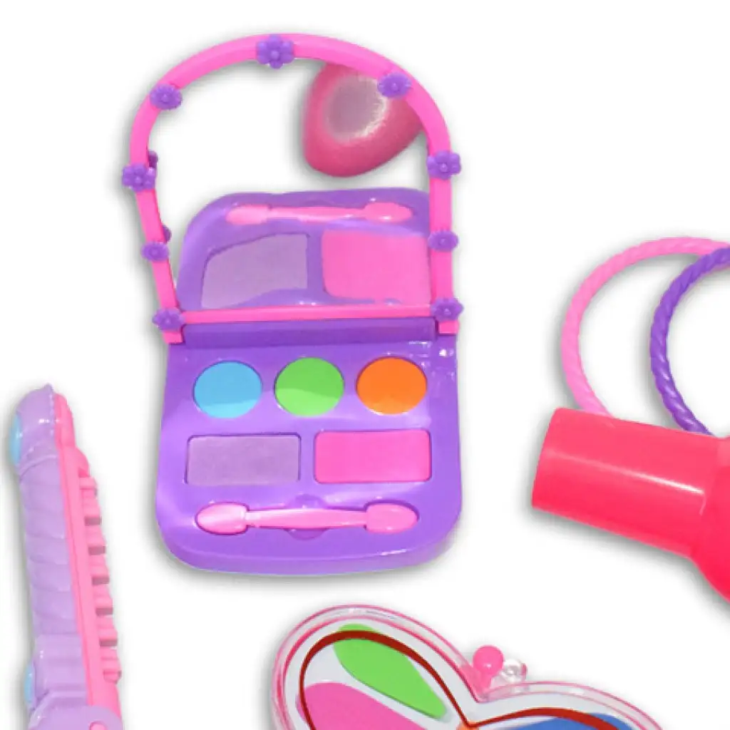 imagen de Vouge Girl - Rosa conjunto de belleza de 9 piezas con paletas de maquillaje, secador de pelo y accesorios 2