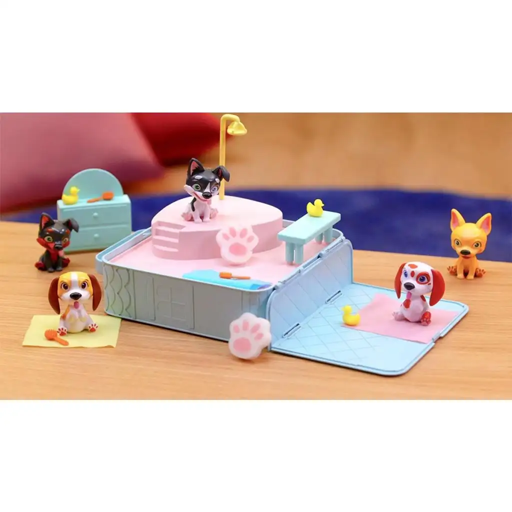 imagen de Washy Friends: Color Reveal figura de 3 perritos en la bañera con jacuzzi y accesorios 4