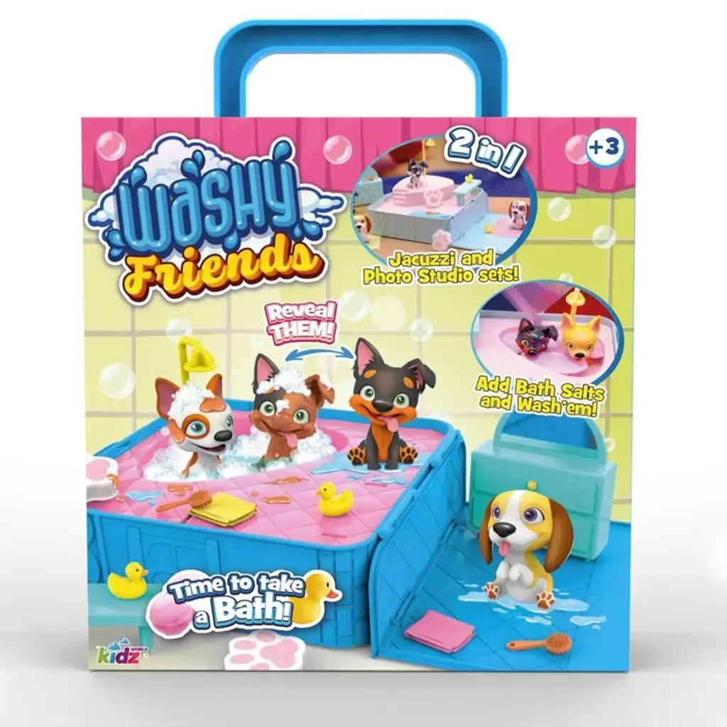 imagen de Washy Friends: Color Reveal figura de 3 perritos en la bañera con jacuzzi y accesorios 1