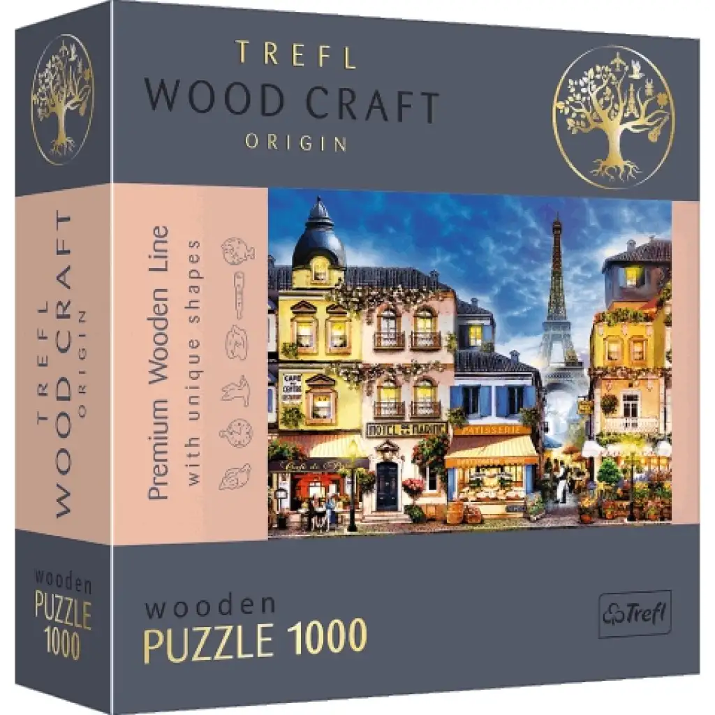 imagen de Wood Craft: Calle francesa de 1000 piezas rompecabezas de madera premium - Trefl 1