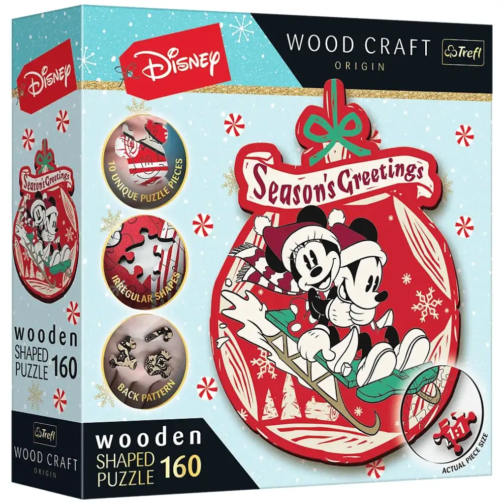 imagen de Wood Craft: Disney - Navidad de Mickey y Minnie 160 piezas premium de madera rompecabezas - Trefl 1