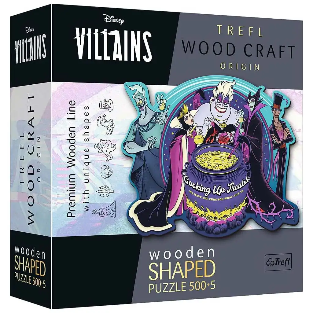 imagen de Wood Craft: Disney Villanos 500+5 piezas premium de rompecabezas de madera - Trefl 1