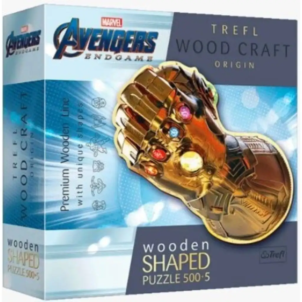 imagen de Wood Craft: Guante del Infinito de los Vengadores 500+5 piezas premium de madera - Trefl 1