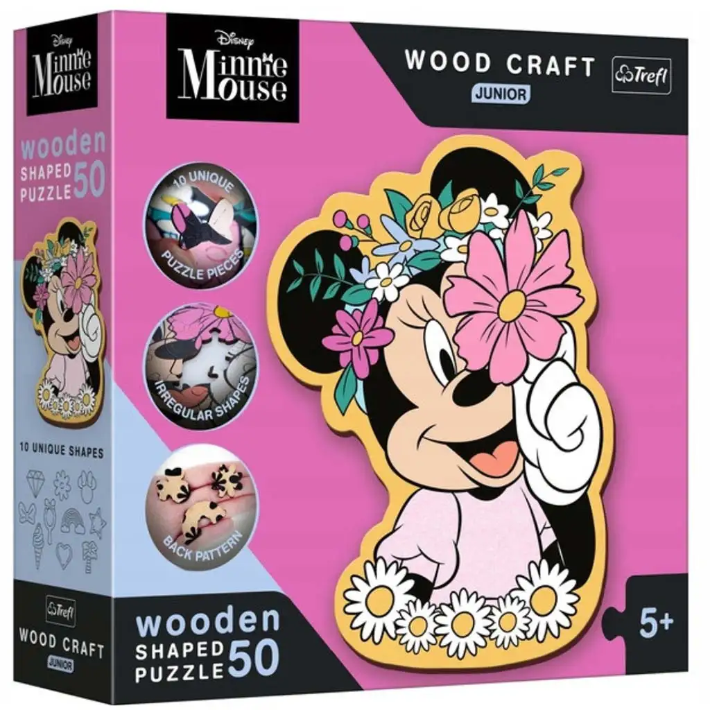 imagen de Wood Craft Junior: El mundo de Disney Minnie Mouse rompecabezas de madera de 50 piezas - Trefl 1